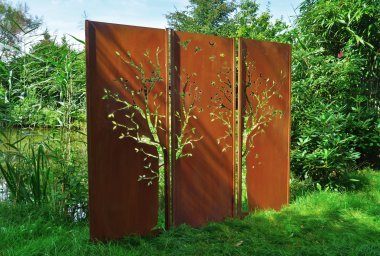 Sichtschutzwand Gartenwand Triptychon Baum
